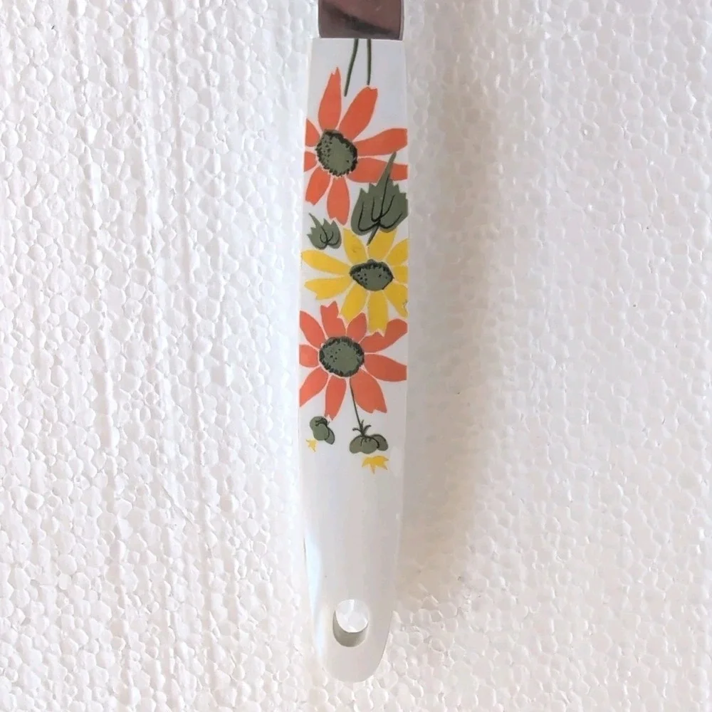 VTG EKCO Stainless Steel CARVING FORK Country Garden‎ Daisy Flowers USA 1970s